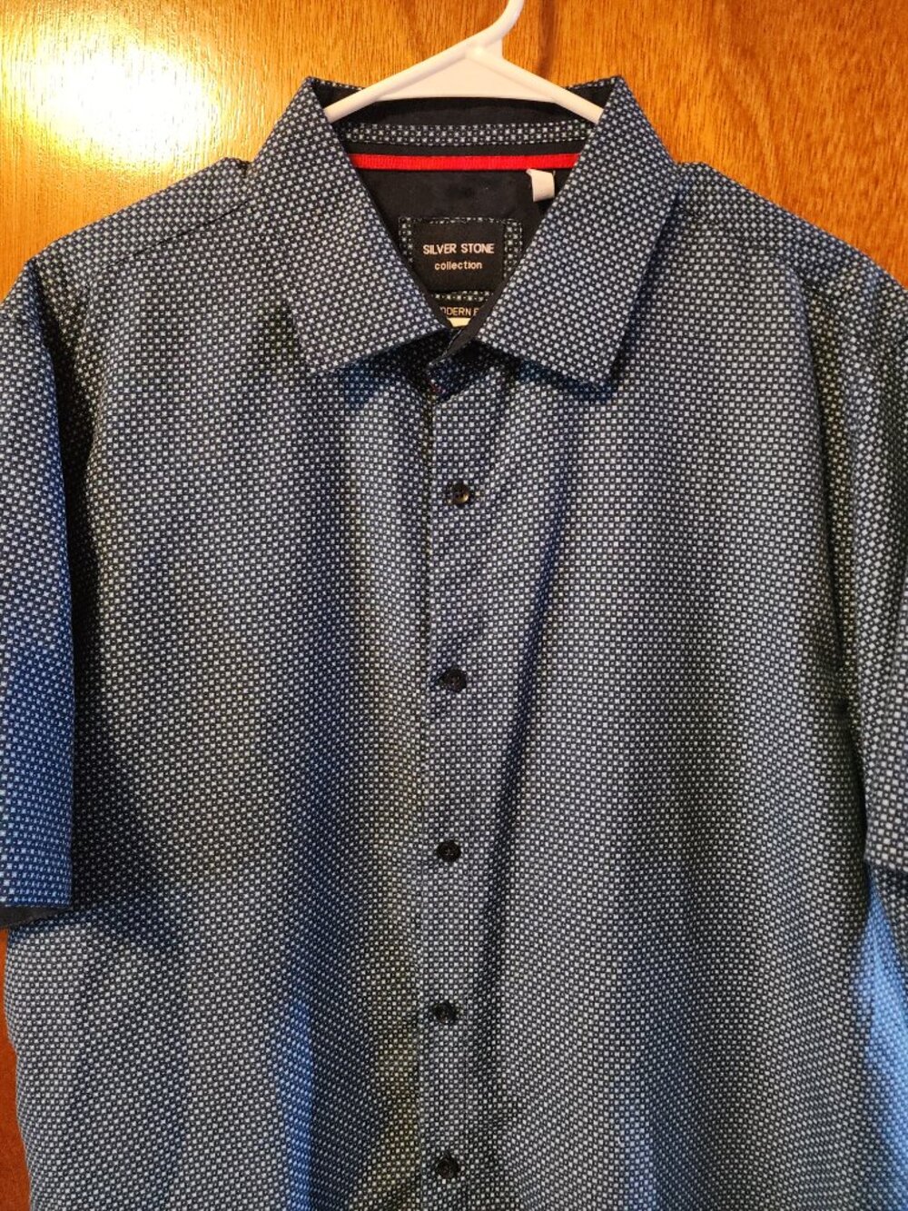 Men's 3XL Silver Stone Collection Blue Short Sleeve Button Down Shirt